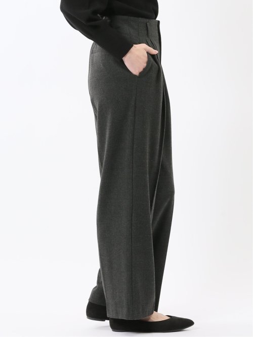 ストレッチ 両面起毛 ツータック ワイドパンツ