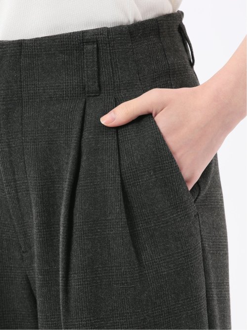 ストレッチ 両面起毛 ツータック ワイドパンツ