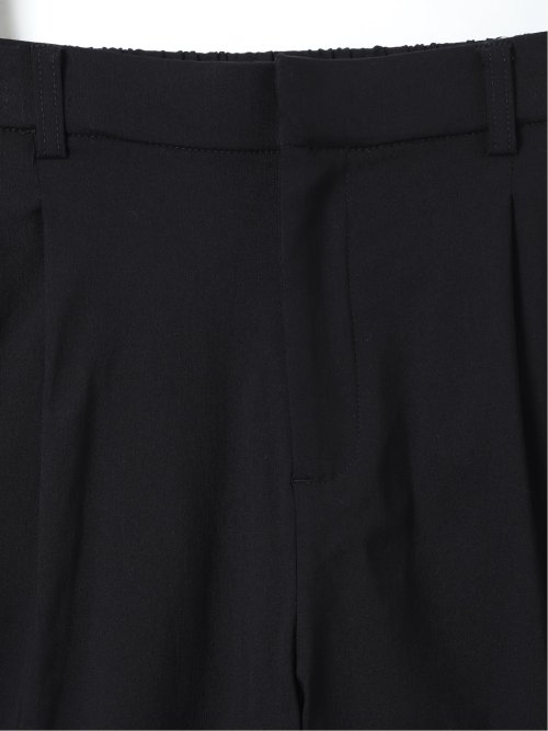 パンツ レディース ストレッチ 裏起毛 ワイド ワンタック バックシャーリング レーヨンナイロン 無地 ややゆったり