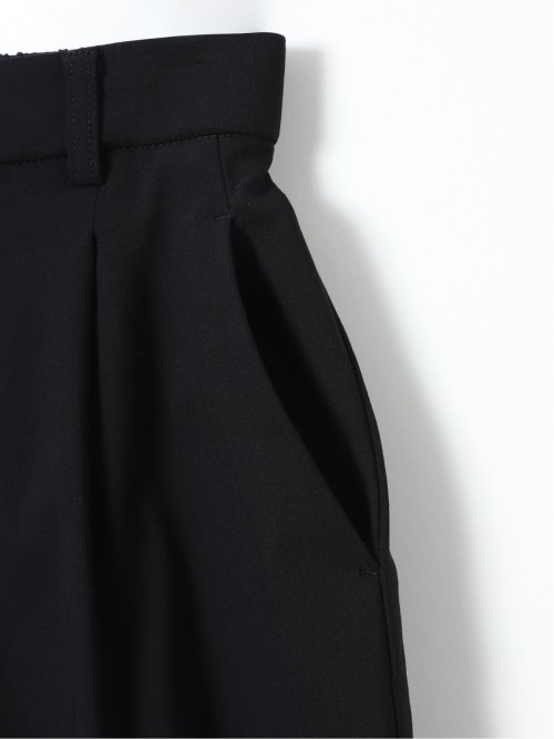 パンツ レディース ストレッチ 裏起毛 ワイド ワンタック バックシャーリング レーヨンナイロン 無地 ややゆったり