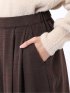 パンツ レディース ストレッチ 静電防止 ワイド ツータック キュロット ガウチョ バックシャーリング 起毛 チェック