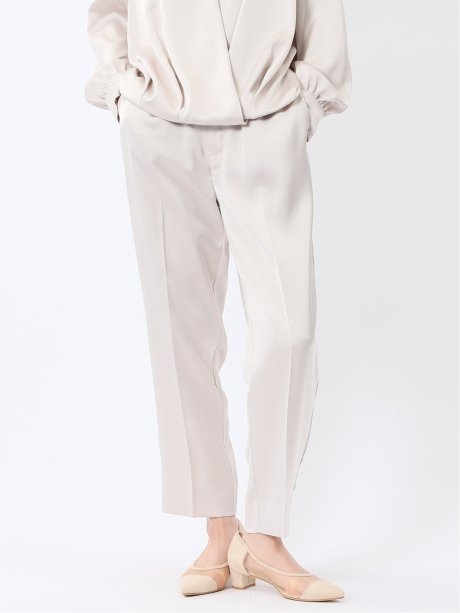 光沢サテン テーパードパンツ(セットアップ可能)