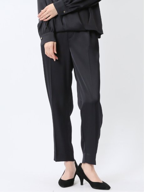 光沢サテン テーパードパンツ(セットアップ可能)