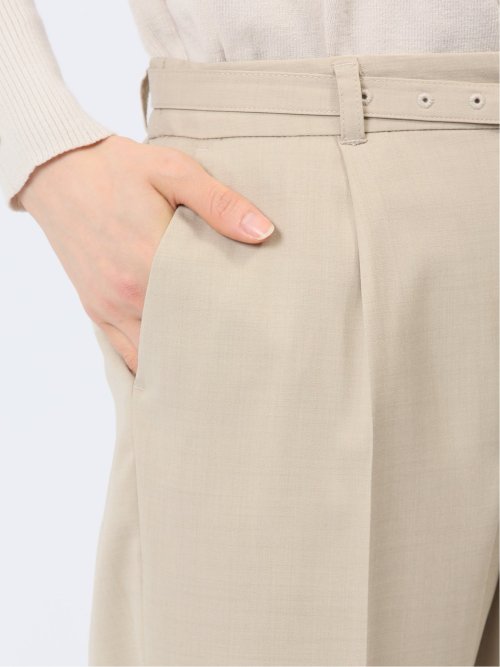 ベルト付き タックテーパードパンツ