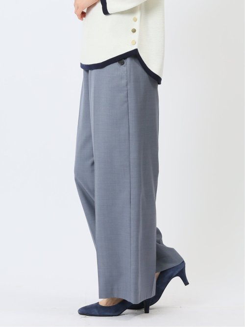 ボタン付き 無地ワイドパンツ