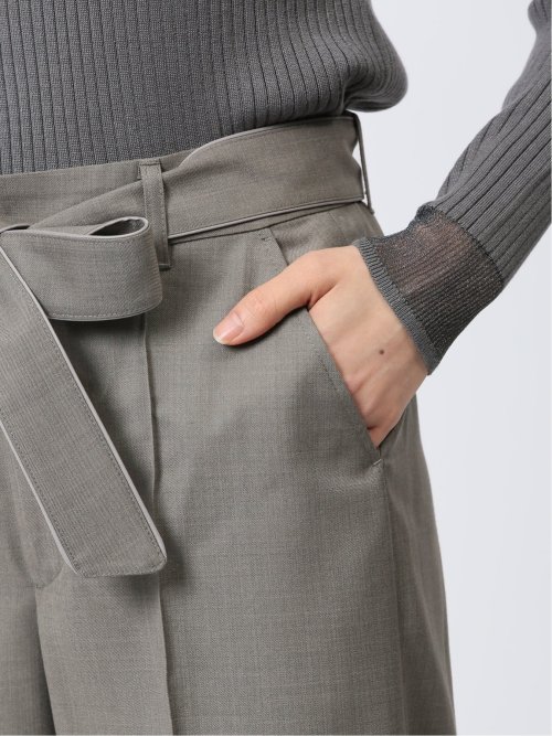 リボンベルト付き ワイドパンツ