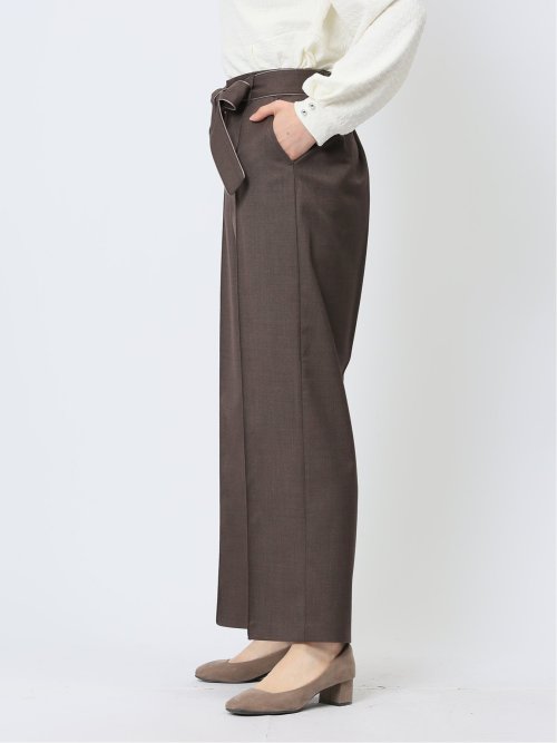 リボンベルト付き ワイドパンツ