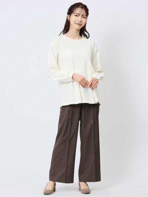 リボンベルト付き ワイドパンツ