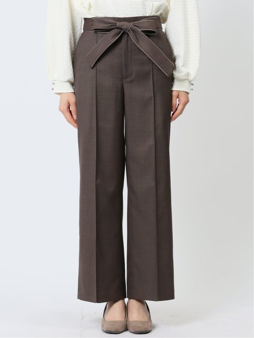 リボンベルト付き ワイドパンツ