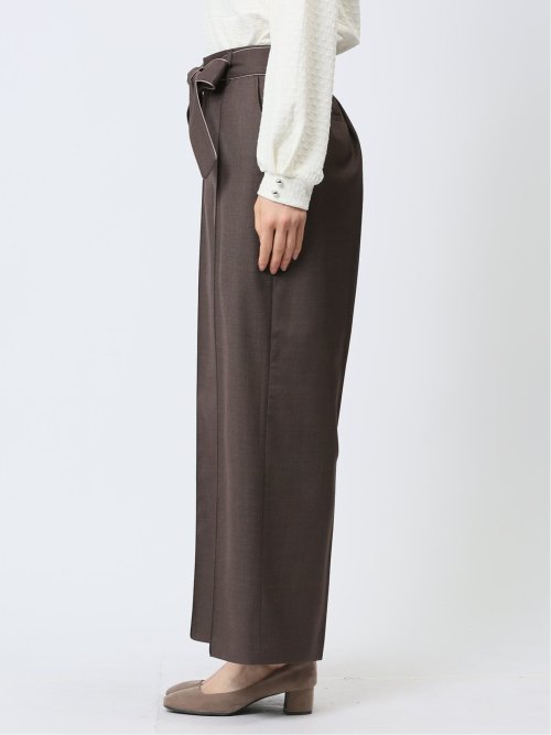 リボンベルト付き ワイドパンツ