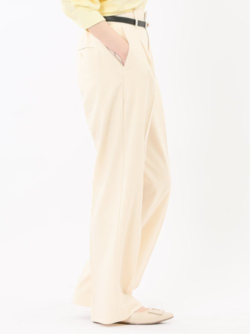 ストレッチ ワンタック ワイドパンツ