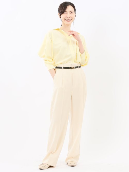 ストレッチ ワンタック ワイドパンツ