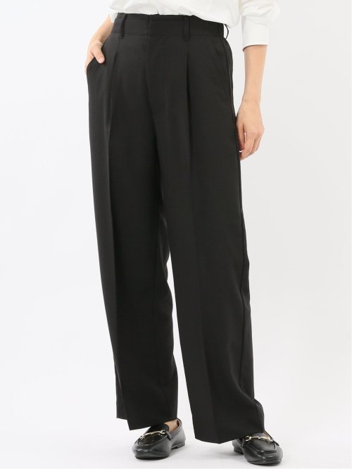 ストレッチ ワンタック ワイドパンツ