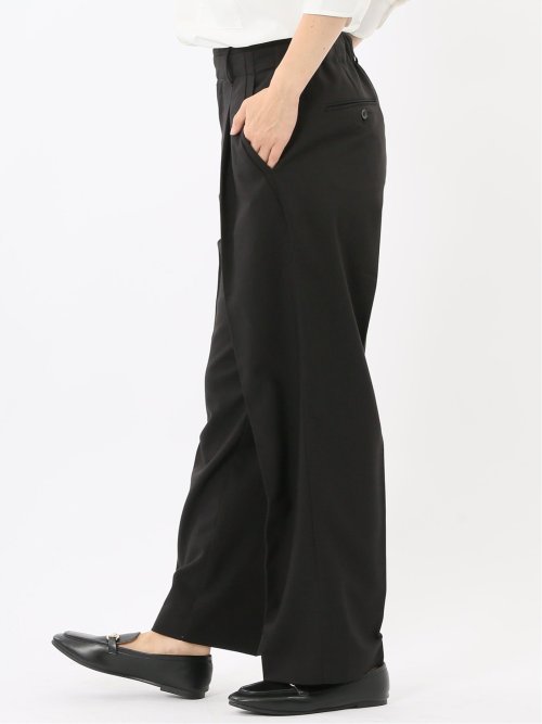 ストレッチ ワンタック ワイドパンツ