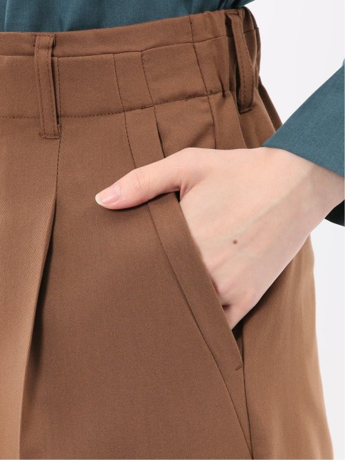 ストレッチ ワンタック ワイドパンツ