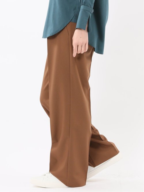 ストレッチ ワンタック ワイドパンツ