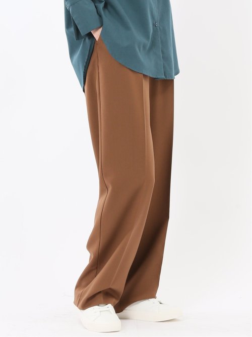 ストレッチ ワンタック ワイドパンツ