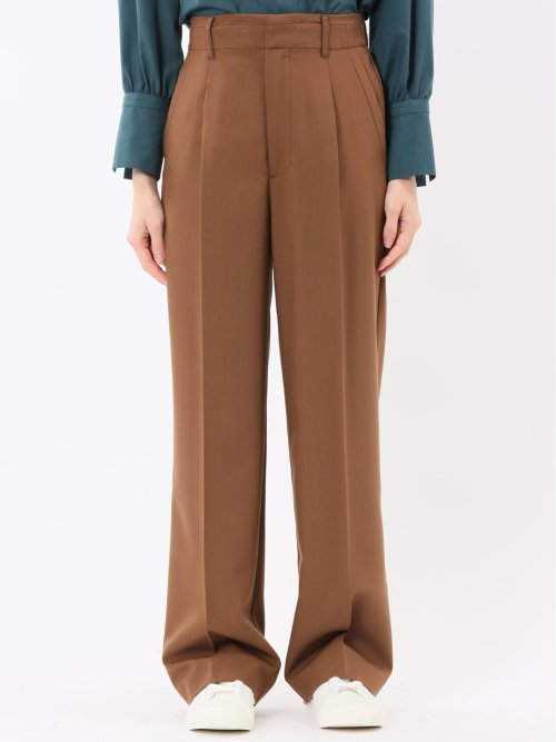 ストレッチ ワンタック ワイドパンツ