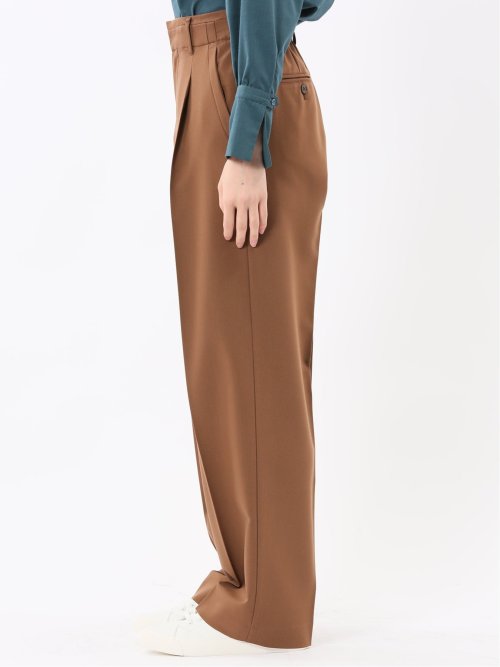 ストレッチ ワンタック ワイドパンツ