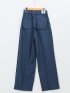 ストレッチ ワンタック ワイドパンツ