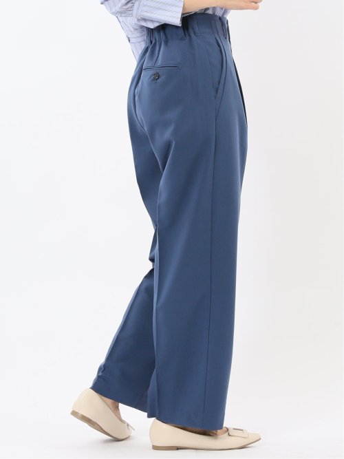 ストレッチ ワンタック ワイドパンツ