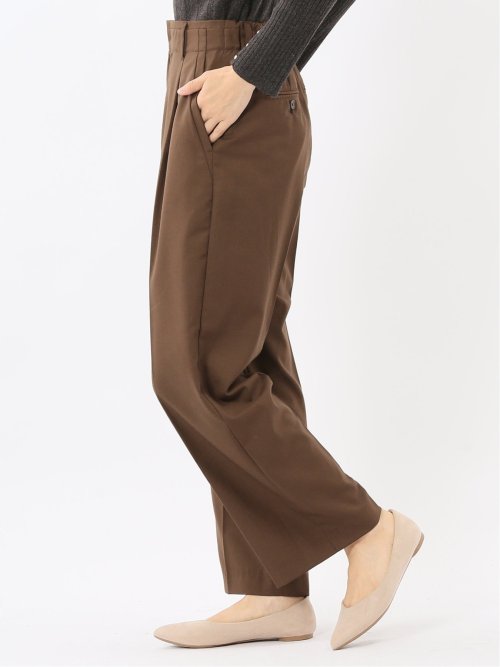 ストレッチ ワンタック ワイドパンツ