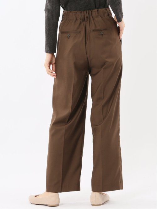 ストレッチ ワンタック ワイドパンツ