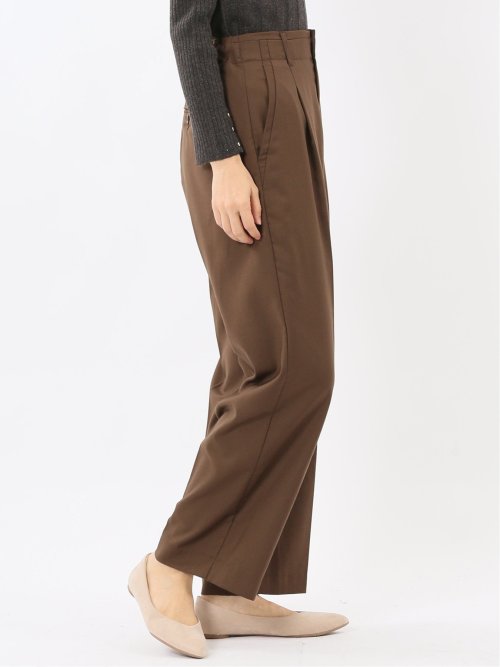 ストレッチ ワンタック ワイドパンツ