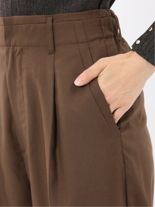 ストレッチ ワンタック ワイドパンツ