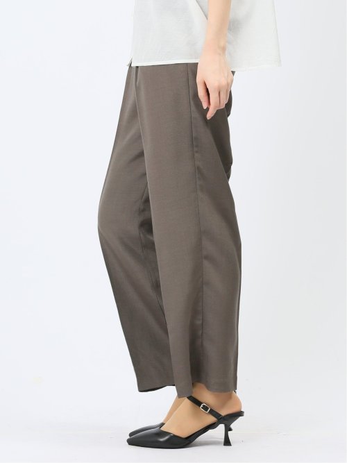 ハンチ/HUNCH リネンライク タックストレートパンツ