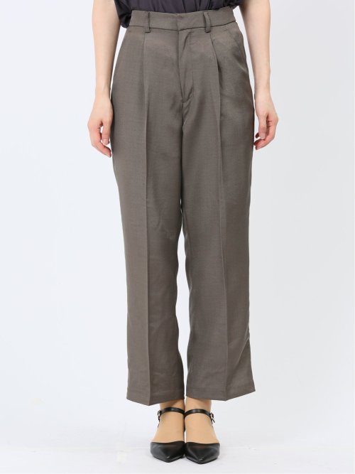 ハンチ/HUNCH リネンライク タックストレートパンツ