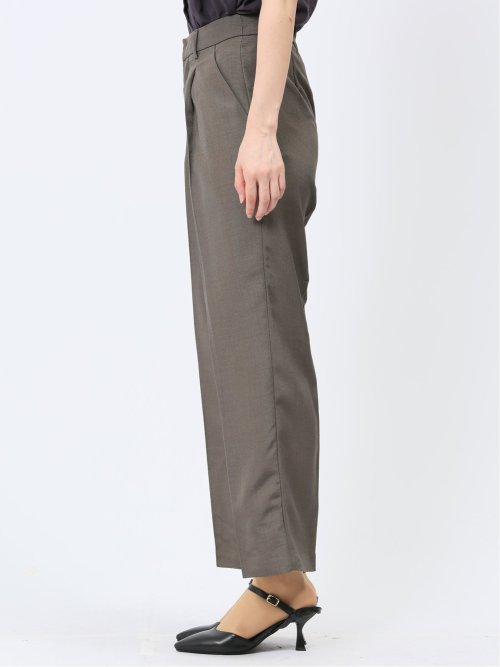 ハンチ/HUNCH リネンライク タックストレートパンツ