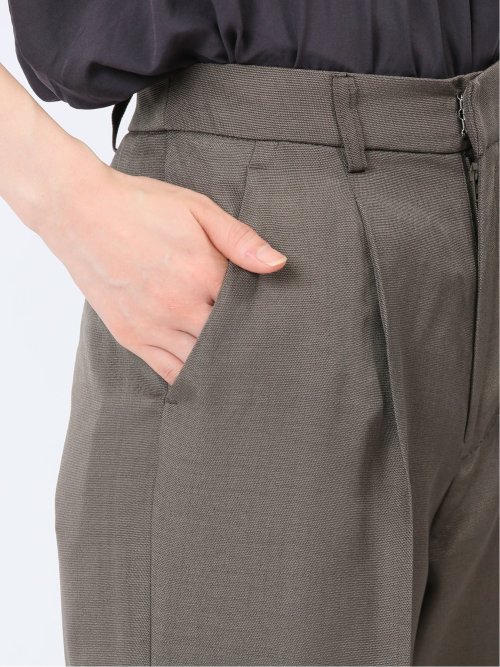 ハンチ/HUNCH リネンライク タックストレートパンツ