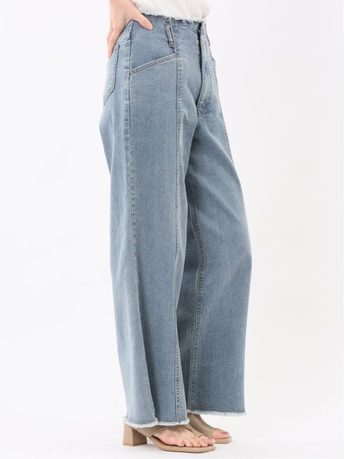 ハンチ/HUNCH ストレッチ ハイウエスト ワイドデニム