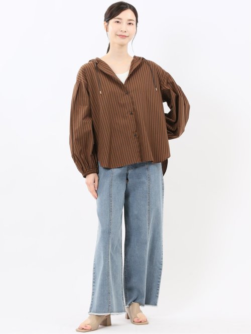 ハンチ/HUNCH ストレッチ ハイウエスト ワイドデニム