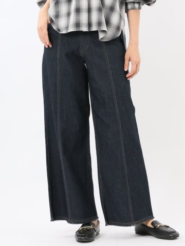 ハンチ/HUNCH ストレッチ ハイウエスト ワイドデニム