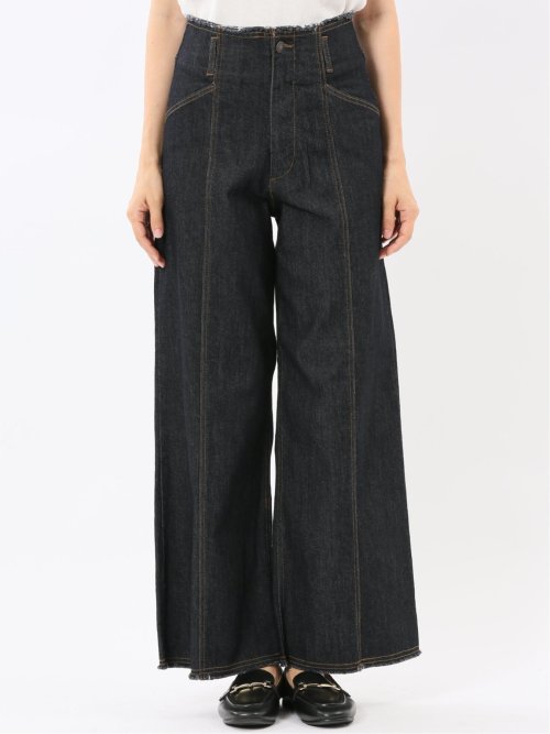 ハンチ/HUNCH ストレッチ ハイウエスト ワイドデニム