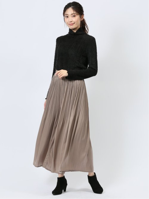 チャームベリーチック/CHRM BERRY TIC サテン 消しプリーツ ワイドパンツ