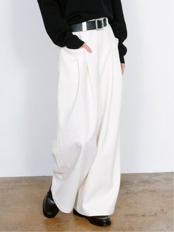 ドロー/DRAW ベルト付 ストレッチ ハイウエストパンツ