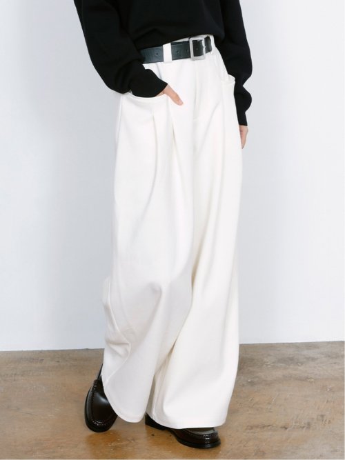 Belted High-Waist Tuck Pocket Pants / 2タック ハイウエスト タックポケット ベルト付きパンツ