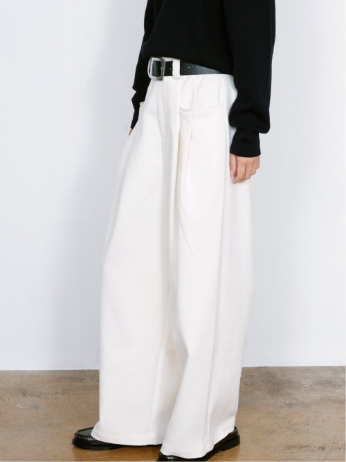 ドロー/DRAW ベルト付 ストレッチ ハイウエストパンツ