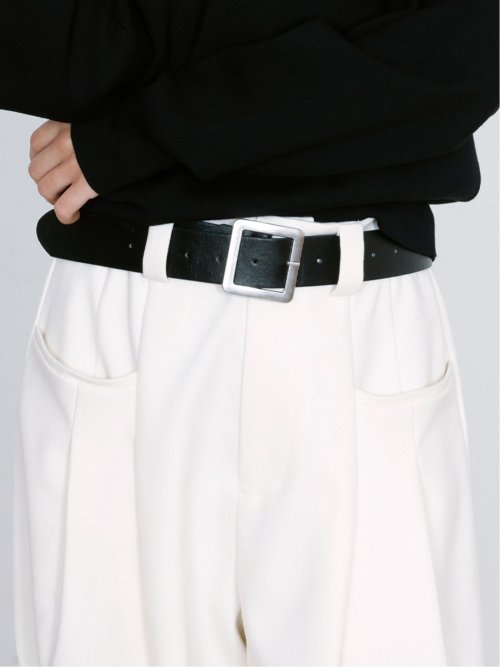 ドロー/DRAW ベルト付 ストレッチ ハイウエストパンツ