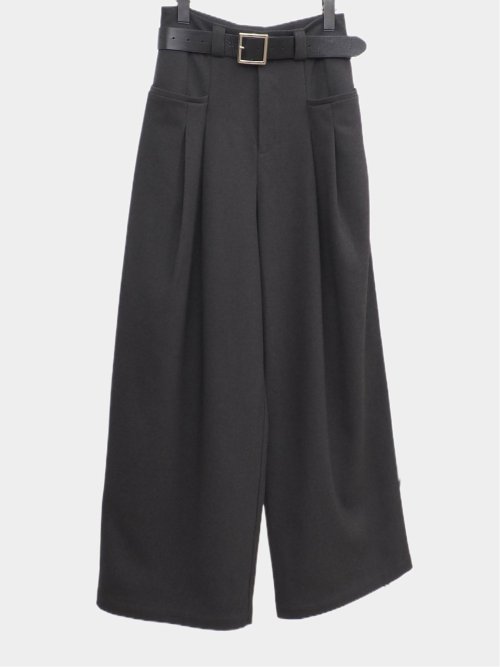 ドロー/DRAW ベルト付 ストレッチ ハイウエストパンツ