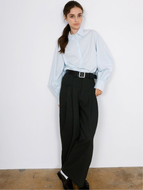 ドロー/DRAW ベルト付 ストレッチ ハイウエストパンツ