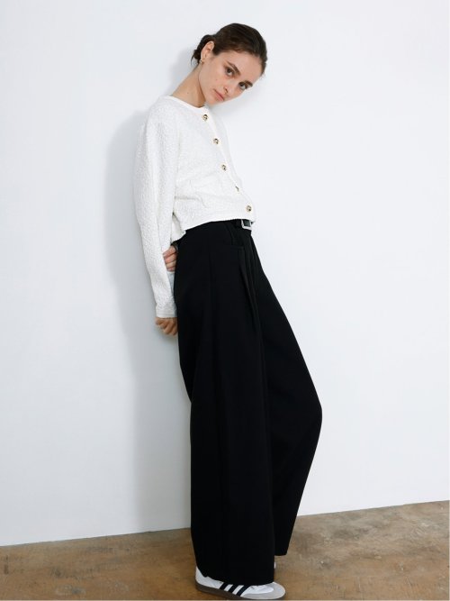 ドロー/DRAW ベルト付 ストレッチ ハイウエストパンツ