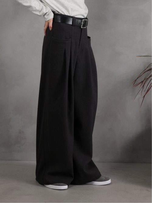 ドロー/DRAW ベルト付 ストレッチ ハイウエストパンツ