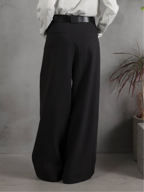 ドロー/DRAW ベルト付 ストレッチ ハイウエストパンツ