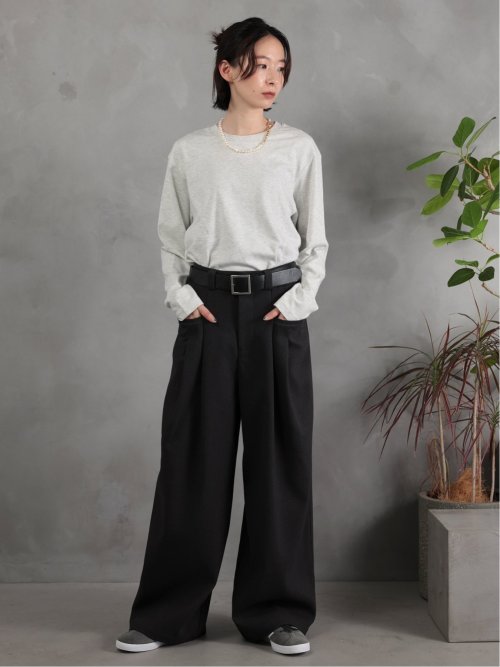 ドロー/DRAW ベルト付 ストレッチ ハイウエストパンツ