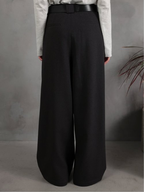 ドロー/DRAW ベルト付 ストレッチ ハイウエストパンツ