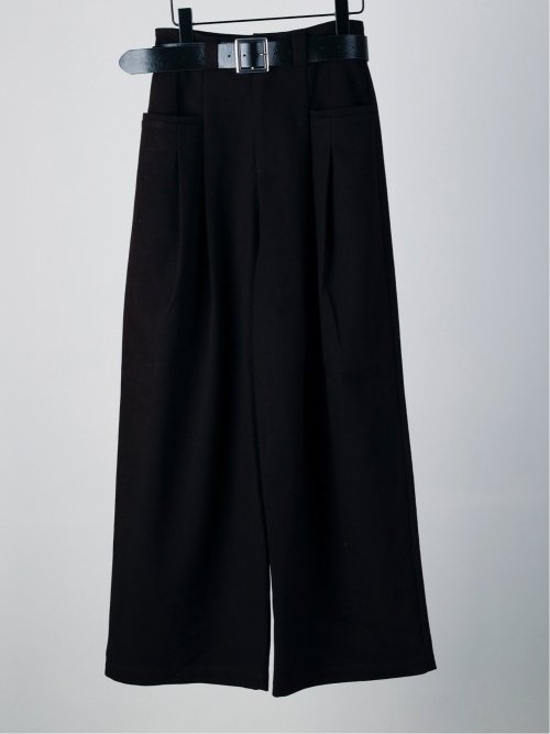 ドロー/DRAW ベルト付 ストレッチ ハイウエストパンツ
